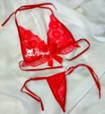 Conjunto en Encaje de Amarre Rojo